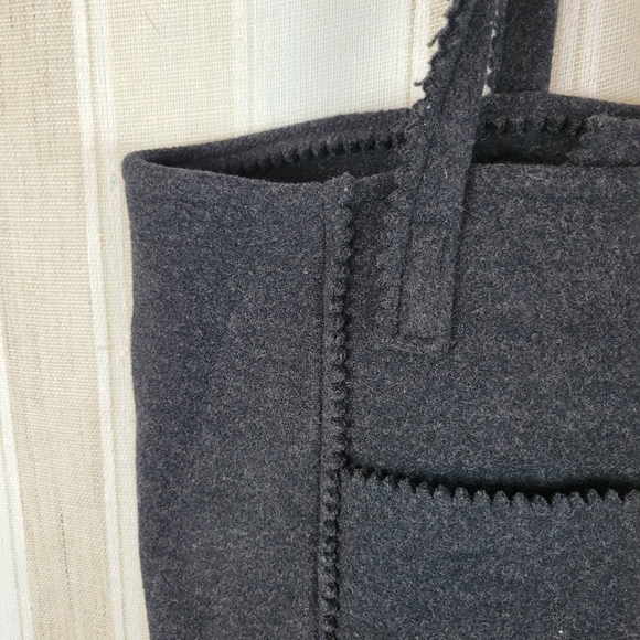 J. Jill Wool‎ Blend Tote Bag Purse Black Charcoal Gray - Picture 2 of 10